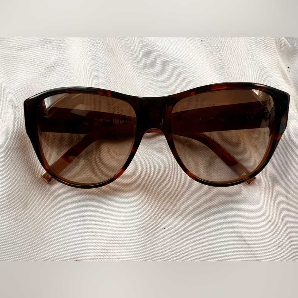 New Karl Lagerfeld sunglasses with designer case brown tortoise frame